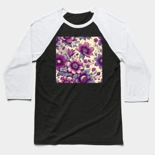 Purple Flowers Baseball T-Shirt